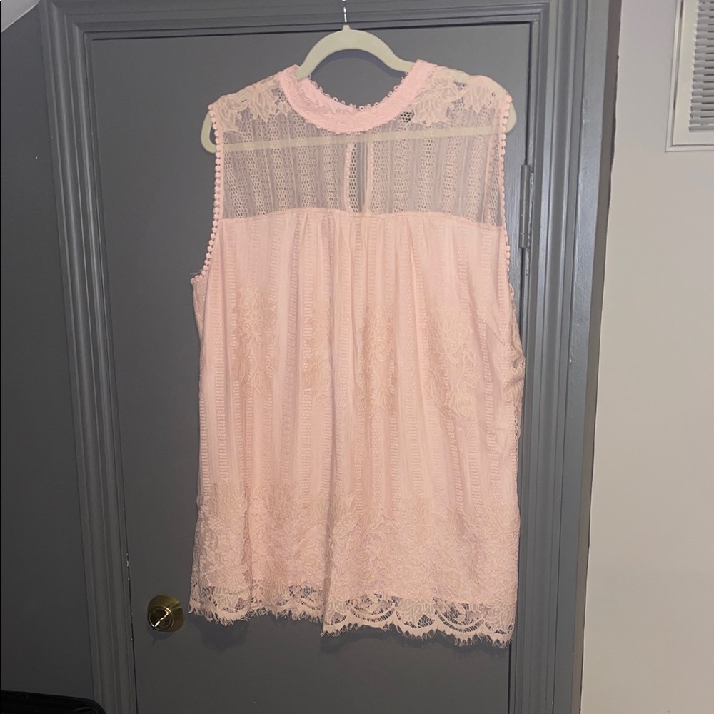 Worthington Light Pink Lace Sleeveless Blouse